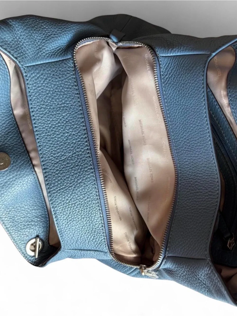 Michael Kors Pebbled Leather Shoulder Bag in Slate Blue-Gray